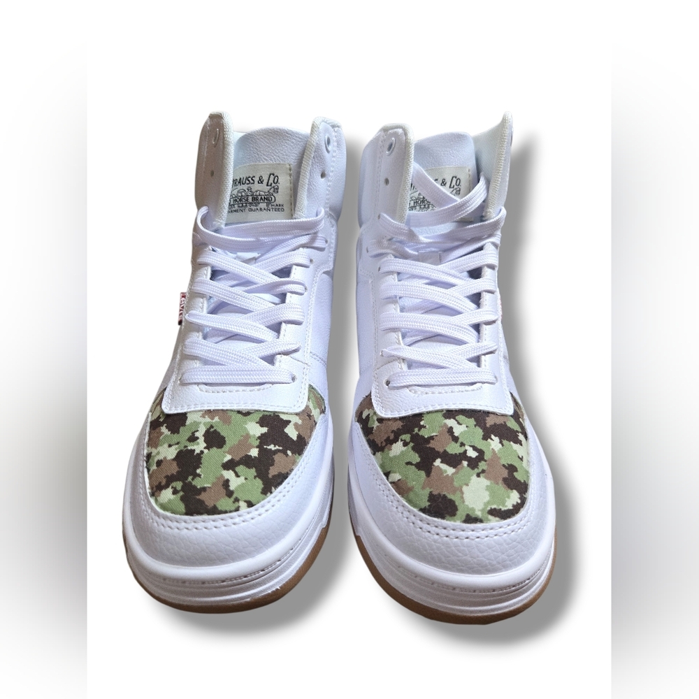 Levis White and Camouflage High-Top Sneakers